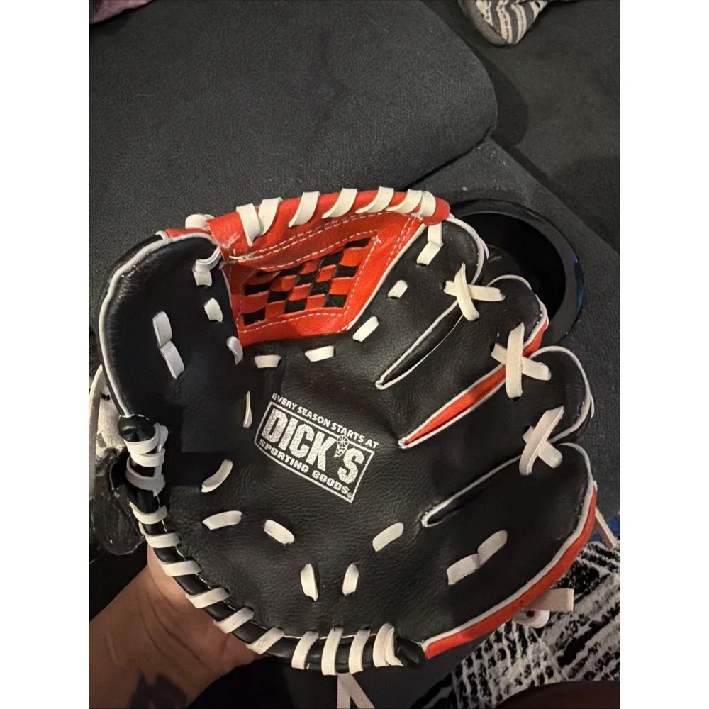 Dick's Sporting Goods Youth Black & Red T-Ball Glove Baseball Softball Tee-Ball